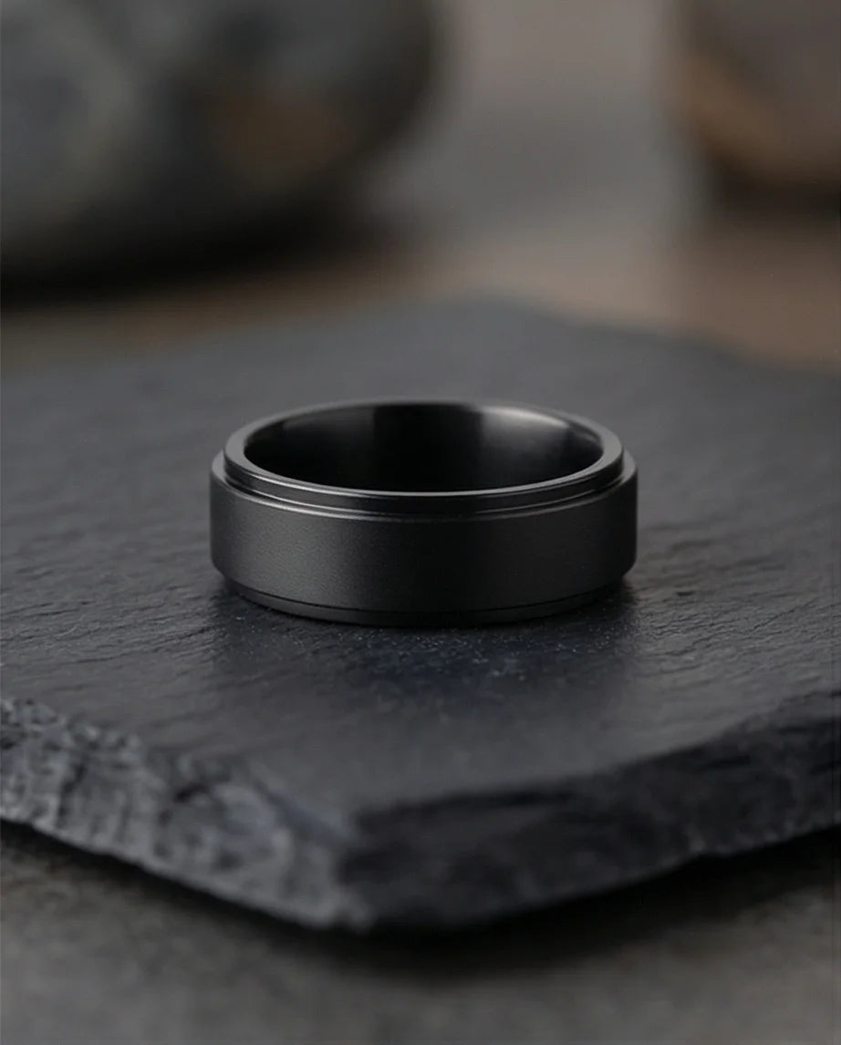 The Obsidian Tier: Stepped Matte Black Band