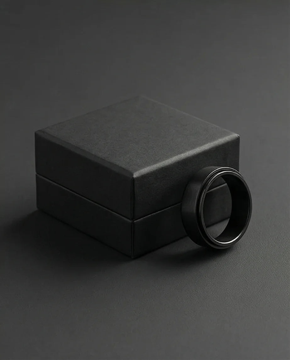 The Obsidian Tier: Stepped Matte Black Band