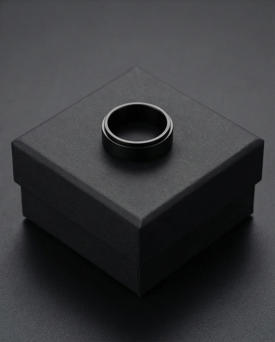 The Obsidian Tier: Stepped Matte Black Band