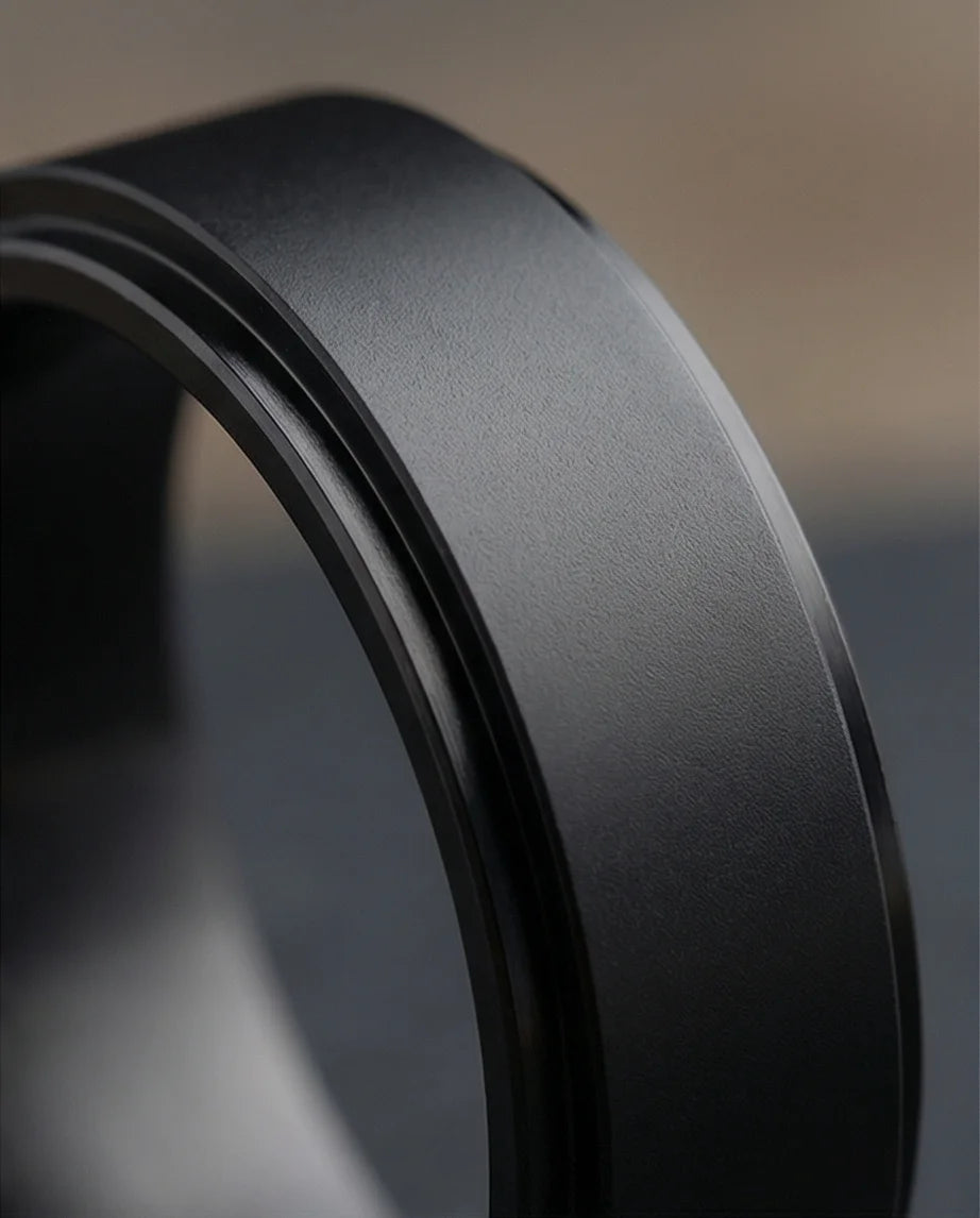 The Obsidian Tier: Stepped Matte Black Band