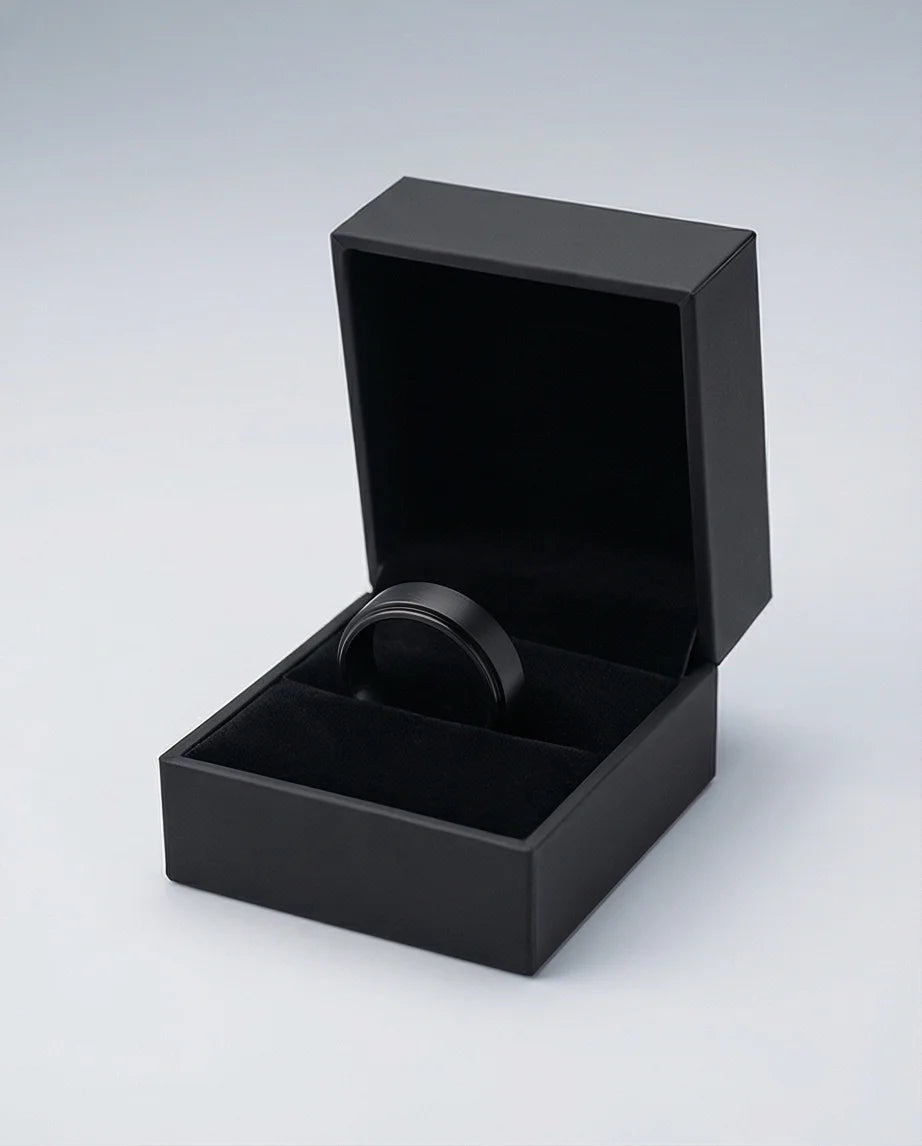 The Obsidian Tier: Stepped Matte Black Band