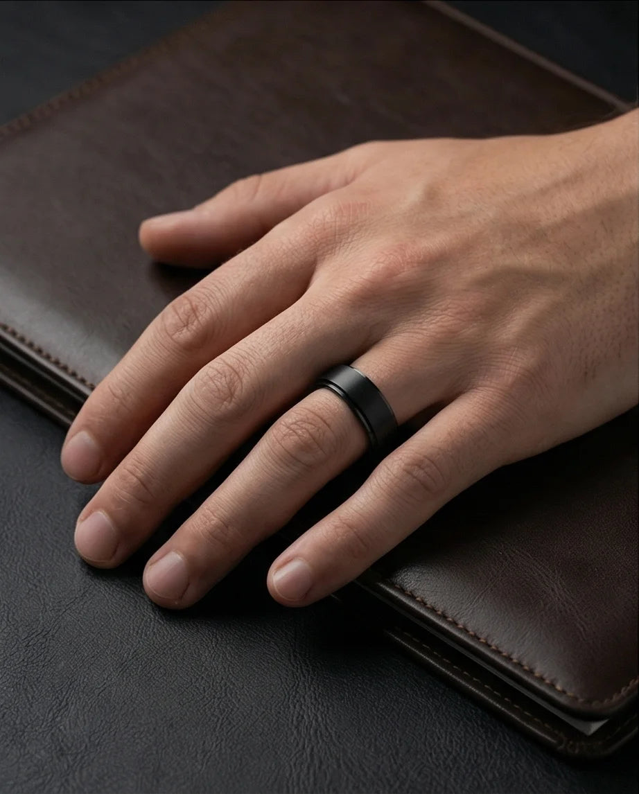 The Obsidian Tier: Stepped Matte Black Band