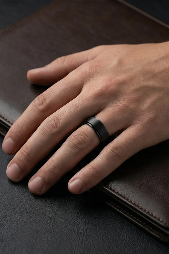 The Obsidian Tier: Stepped Matte Black Band