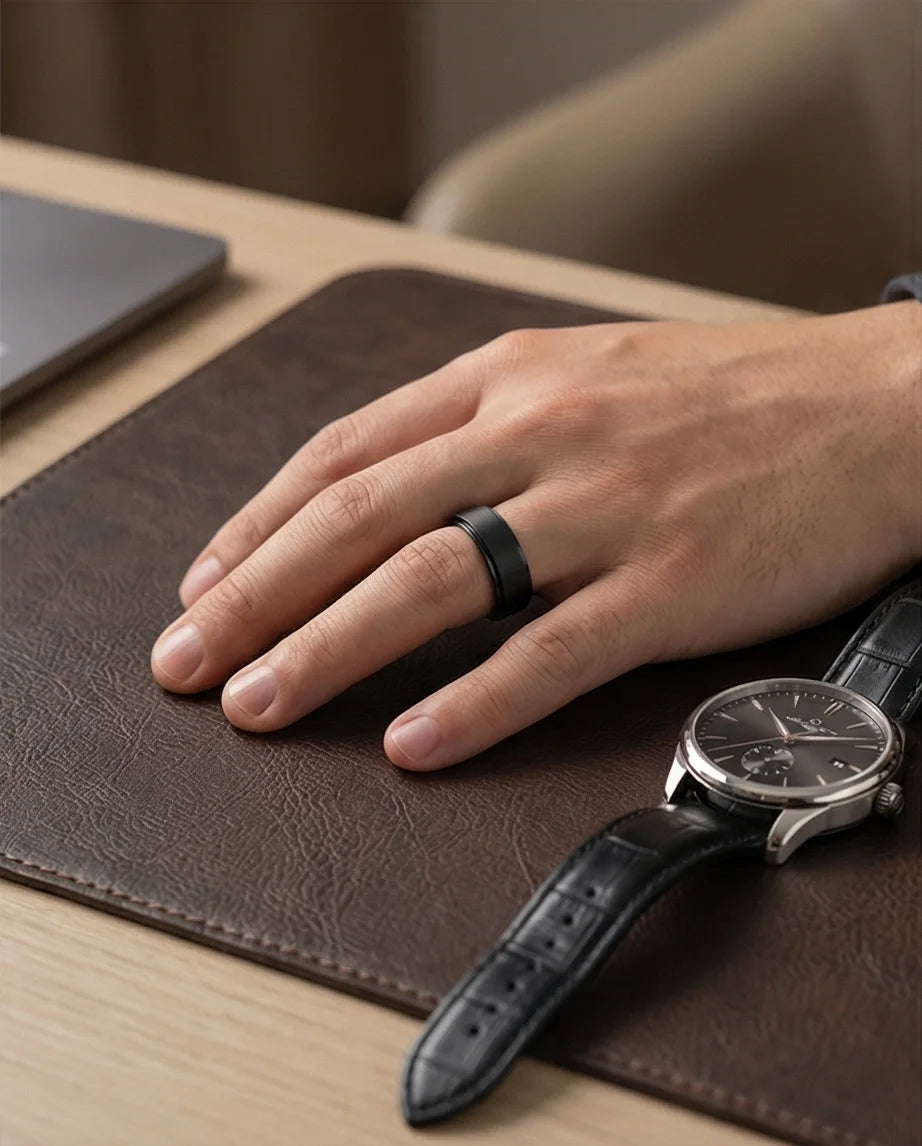 The Obsidian Tier: Stepped Matte Black Band