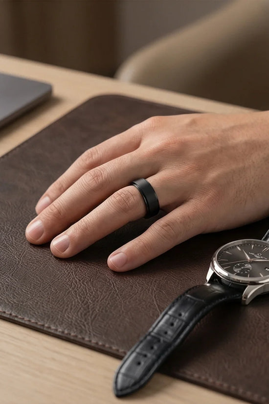 The Obsidian Tier: Stepped Matte Black Band