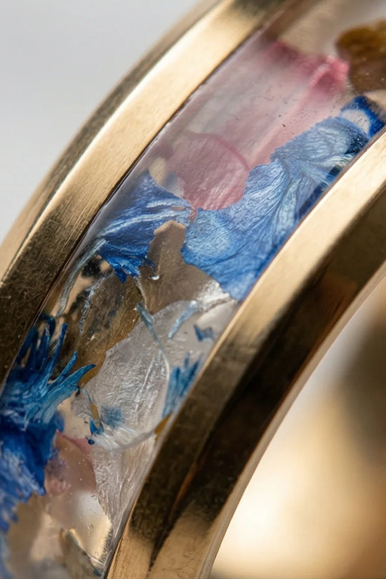 Prism Bloom: Polished Gold & Azure Petal Ring