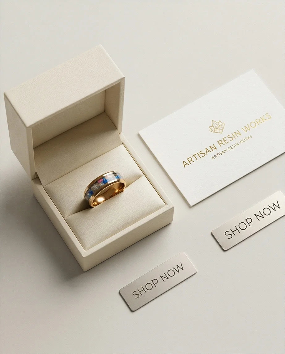 Prism Bloom: Polished Gold & Azure Petal Ring