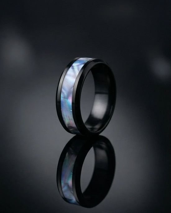The Midnight Aurora: Iridescent Mother-of-Pearl Band