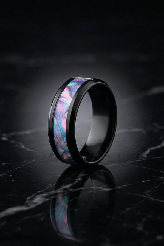 The Midnight Aurora: Iridescent Mother-of-Pearl Band