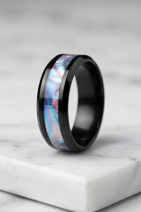 The Midnight Aurora: Iridescent Mother-of-Pearl Band