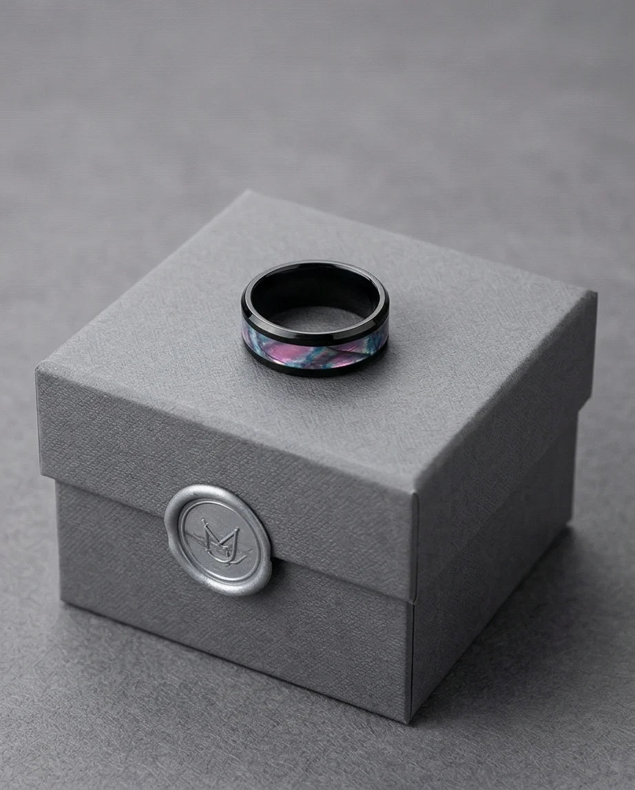 The Midnight Aurora: Iridescent Mother-of-Pearl Band