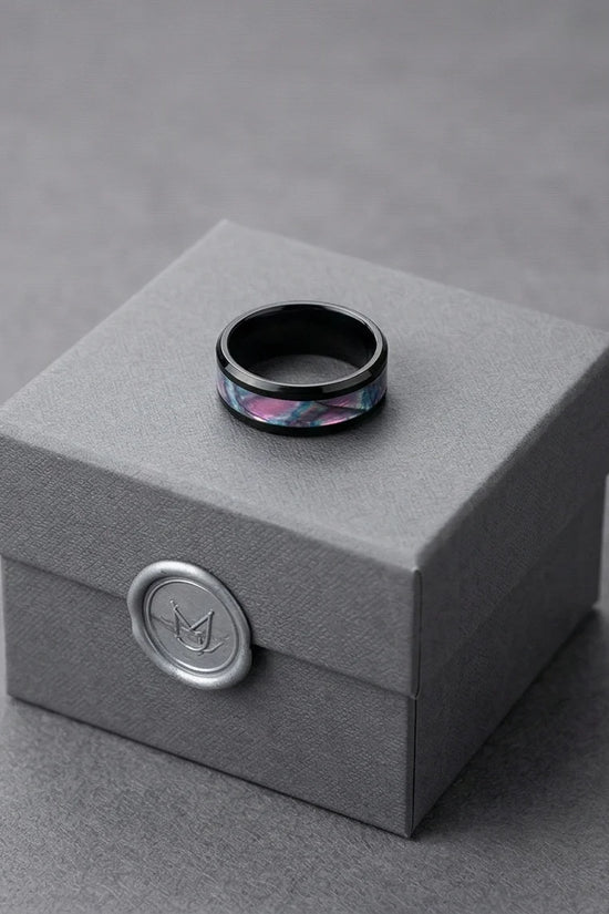 The Midnight Aurora: Iridescent Mother-of-Pearl Band