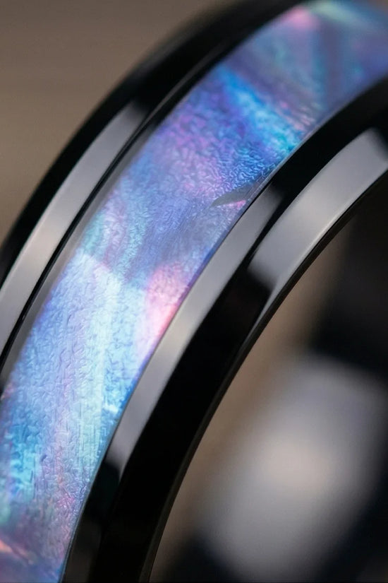 The Midnight Aurora: Iridescent Mother-of-Pearl Band