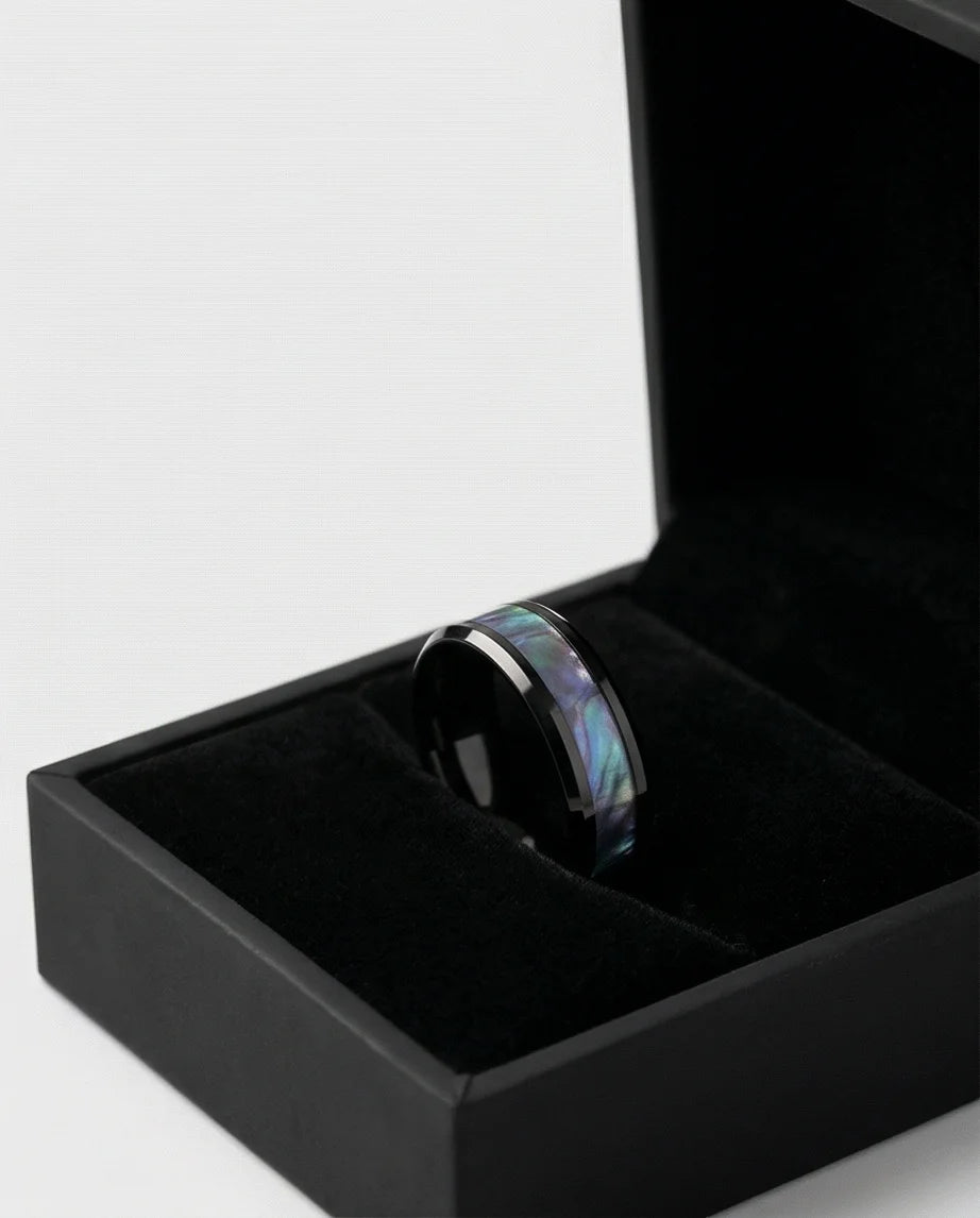 The Midnight Aurora: Iridescent Mother-of-Pearl Band