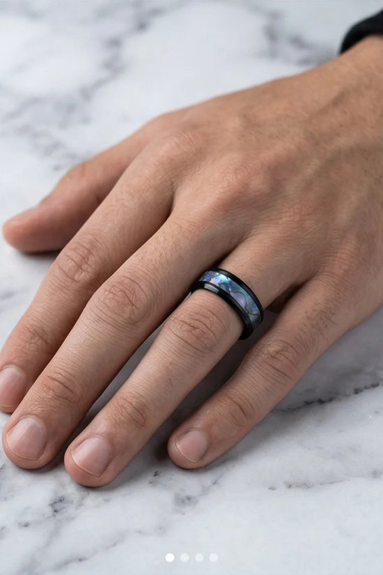 The Midnight Aurora: Iridescent Mother-of-Pearl Band