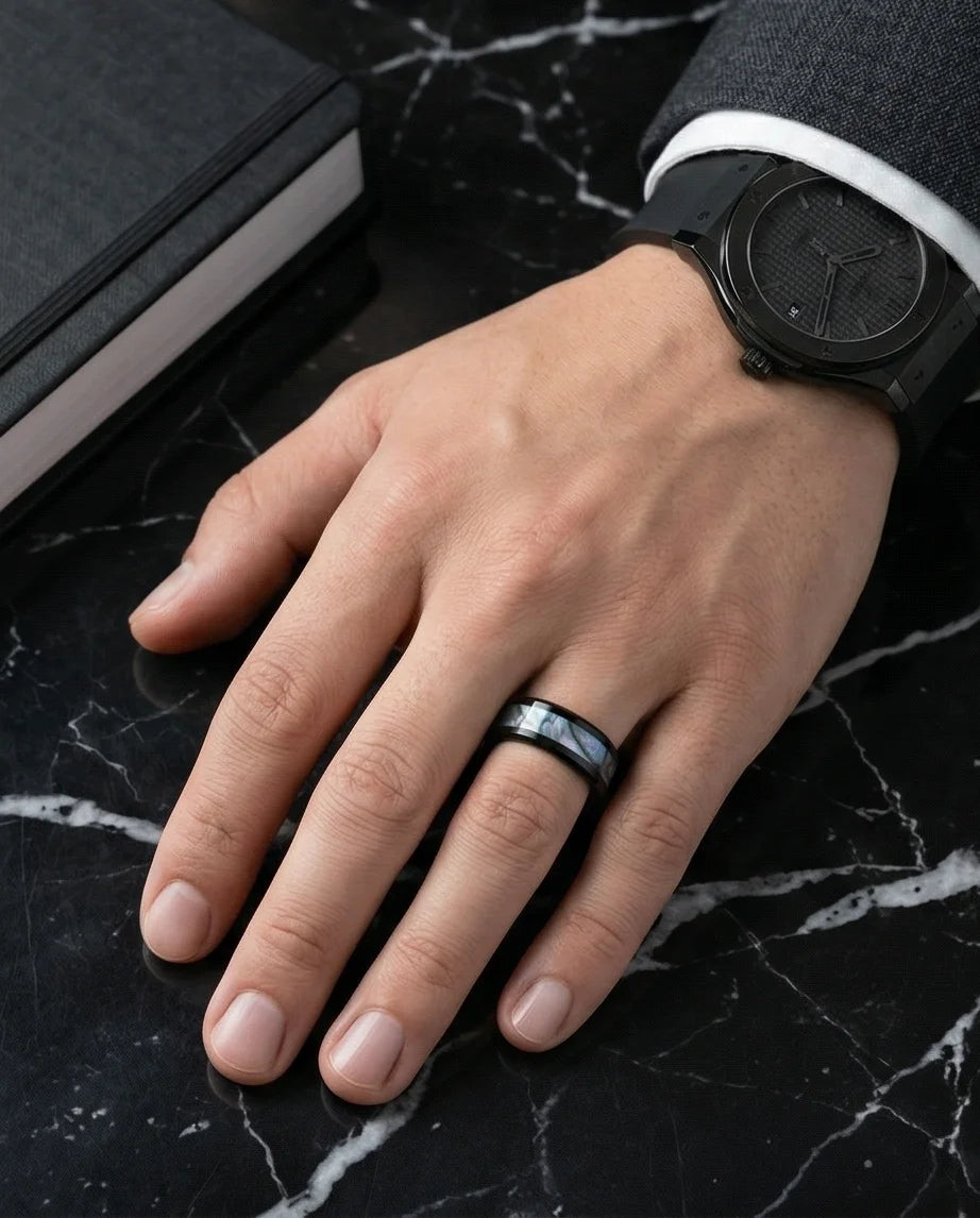 The Midnight Aurora: Iridescent Mother-of-Pearl Band