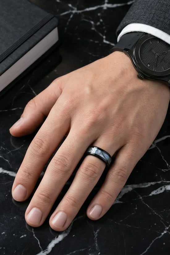 The Midnight Aurora: Iridescent Mother-of-Pearl Band