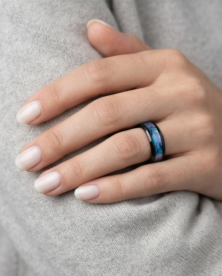 The Midnight Aurora: Iridescent Mother-of-Pearl Band