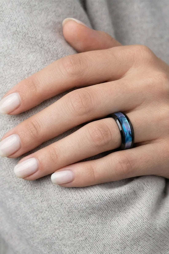 The Midnight Aurora: Iridescent Mother-of-Pearl Band