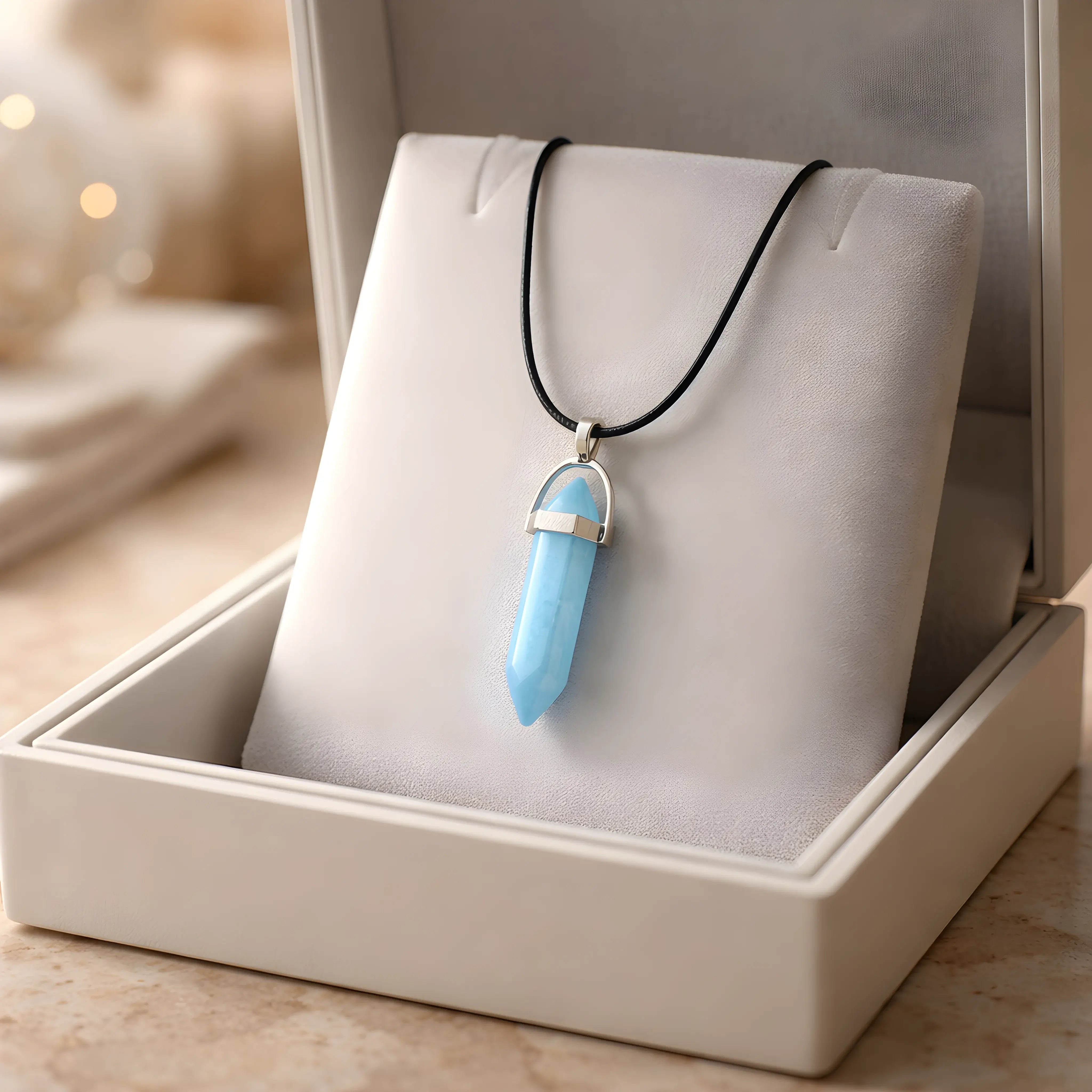 The Azure Horizon: Vibrant Turquoise Prism Necklace