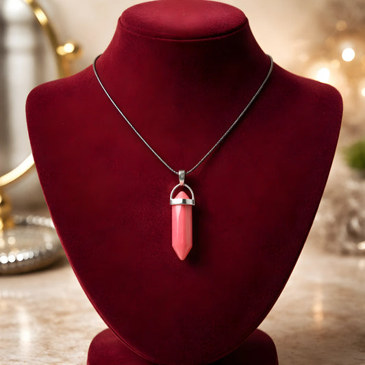 The Red Prism: Hexagonal Crystal Point Necklace