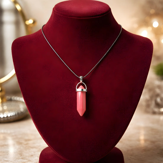 The Red Prism: Hexagonal Crystal Point Necklace