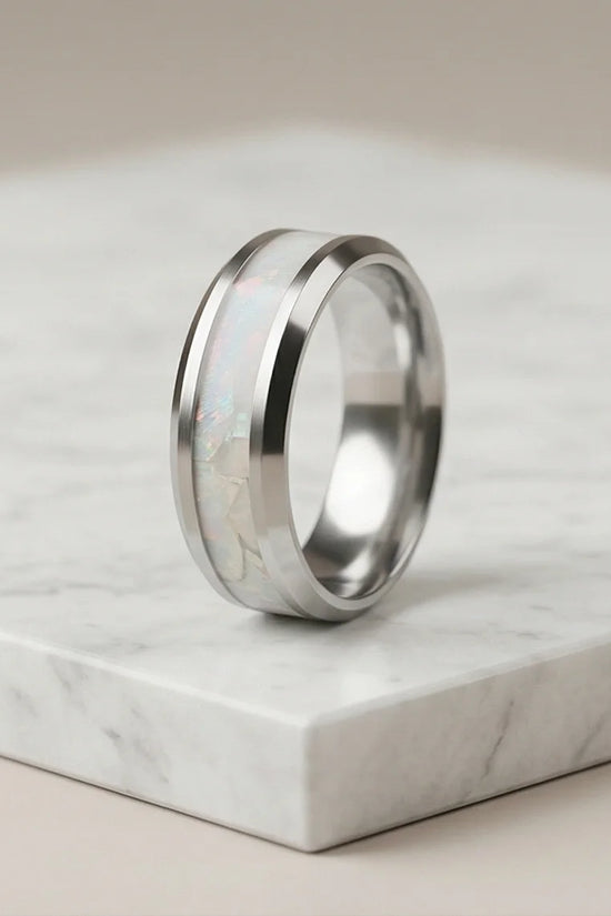 The Pearl Horizon: Pearlescent White Inlay Band