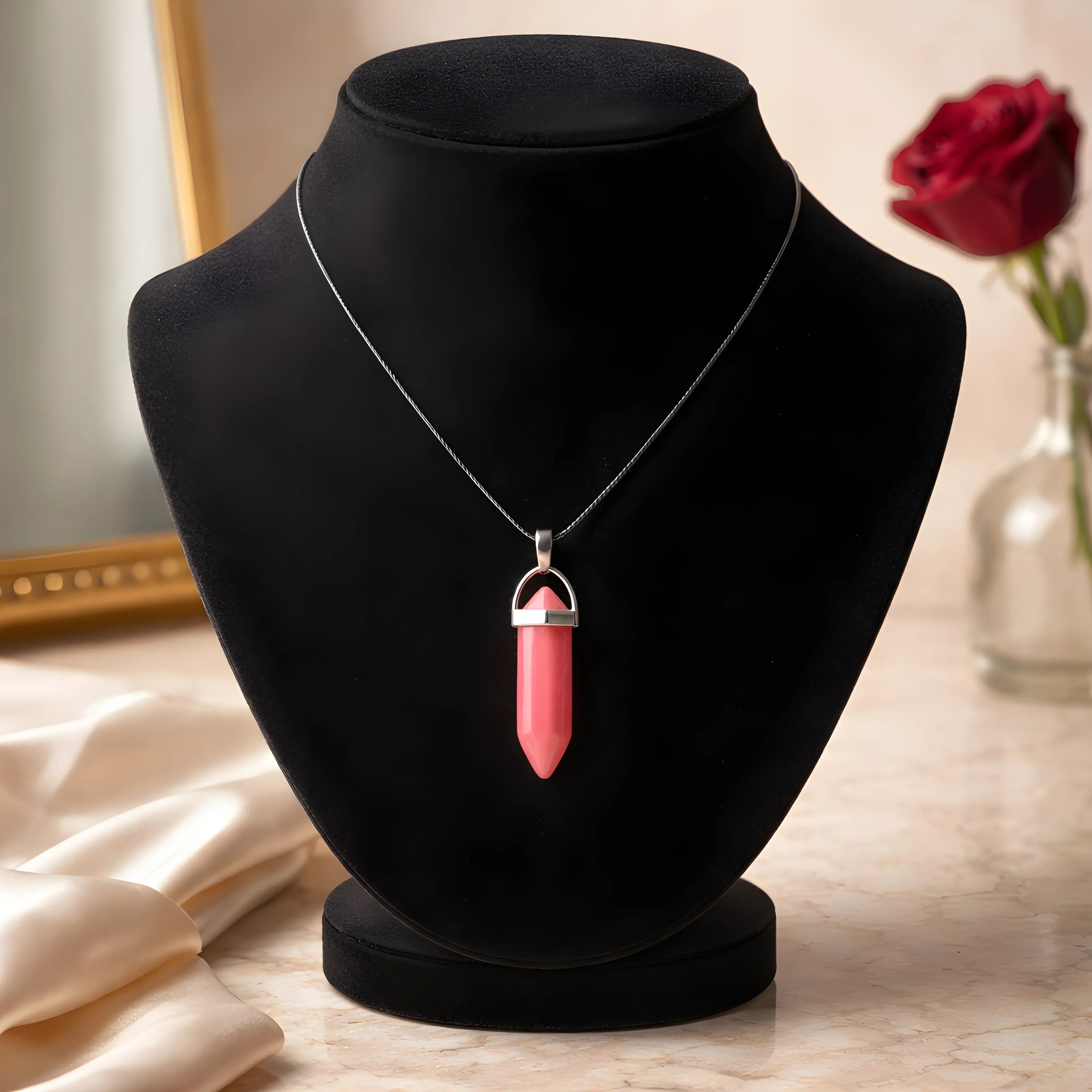 The Red Prism: Hexagonal Crystal Point Necklace
