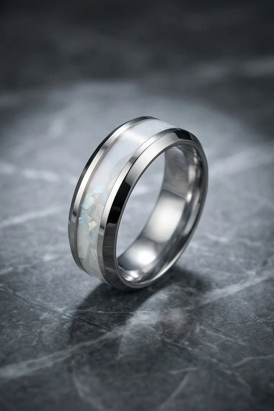 The Pearl Horizon: Pearlescent White Inlay Band