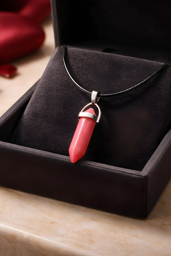 The Red Prism: Hexagonal Crystal Point Necklace