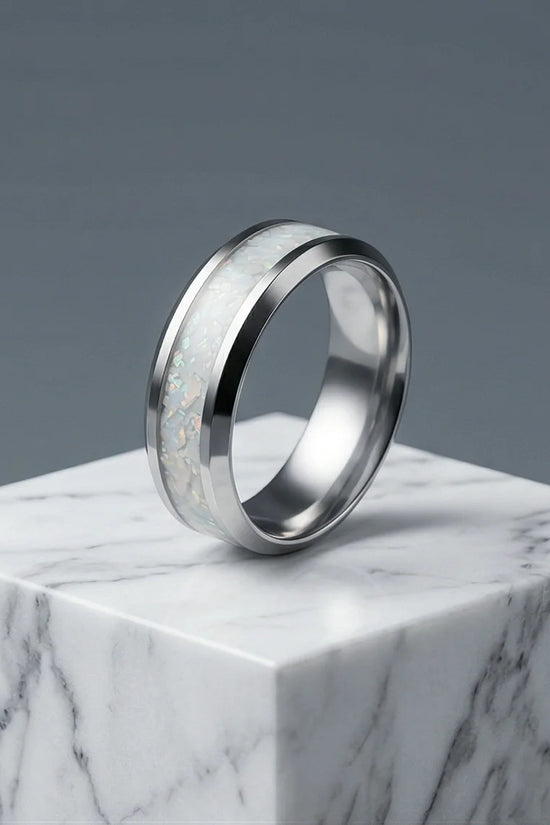 The Pearl Horizon: Pearlescent White Inlay Band