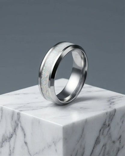 The Pearl Horizon: Pearlescent White Inlay Band