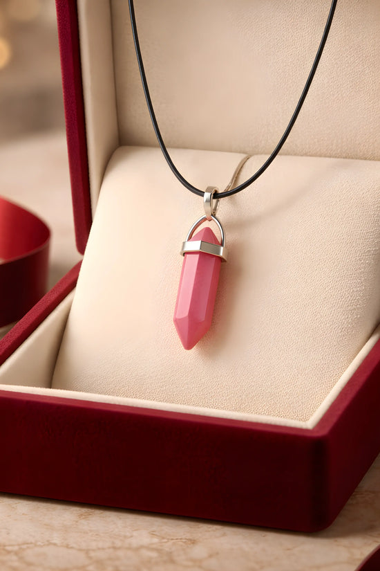 The Red Prism: Hexagonal Crystal Point Necklace