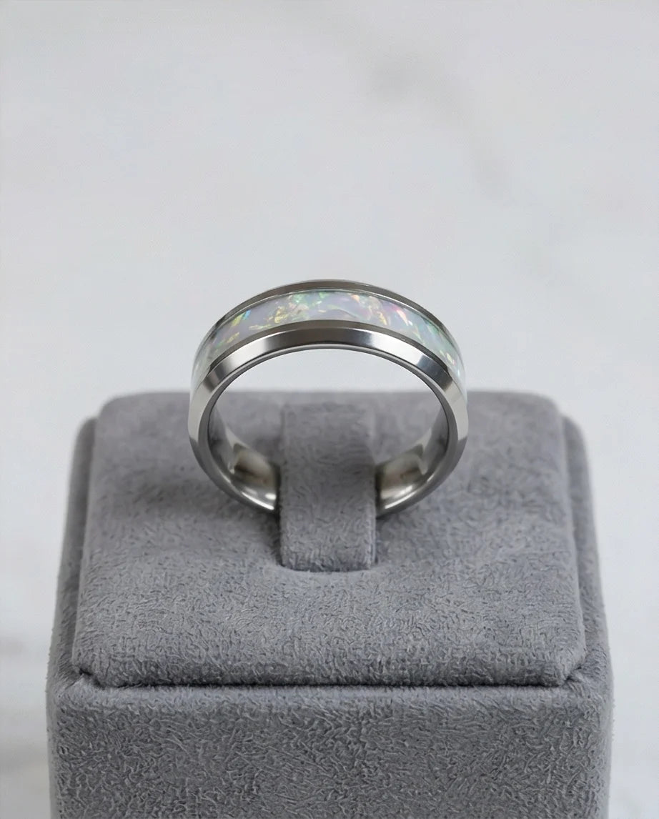 The Pearl Horizon: Pearlescent White Inlay Band