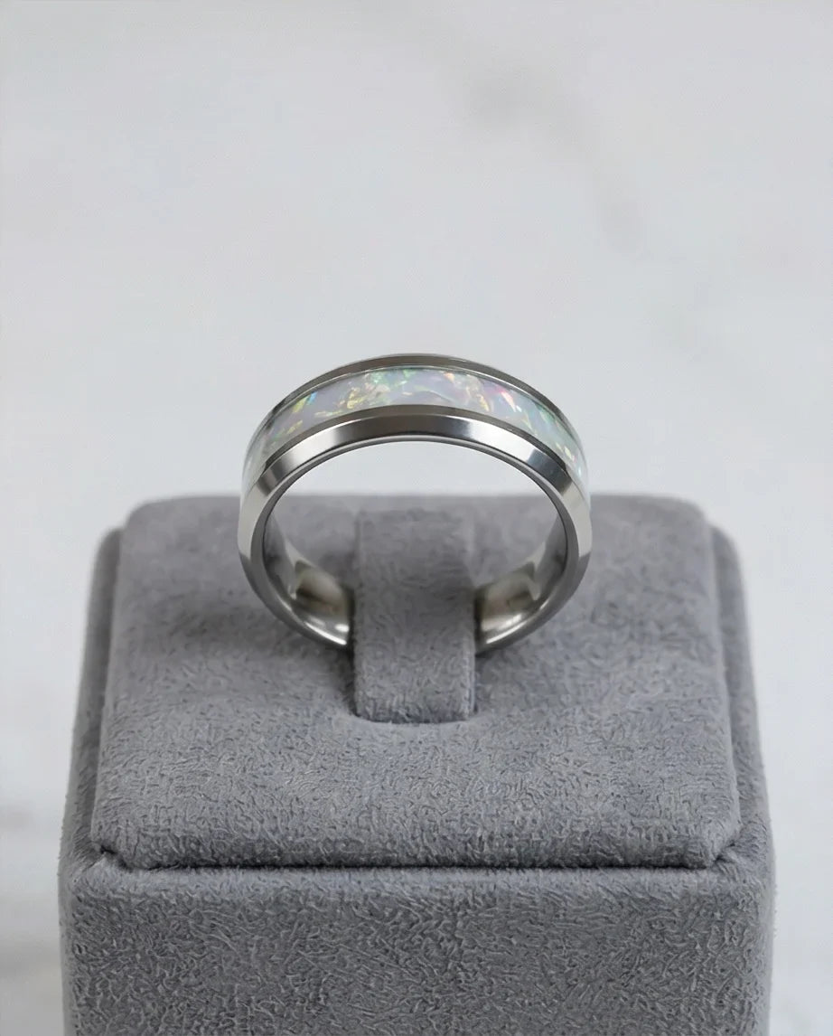 The Pearl Horizon: Pearlescent White Inlay Band
