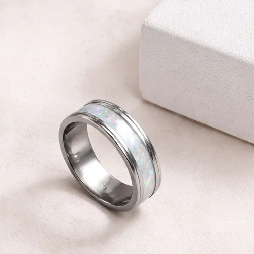 The Pearl Horizon: Pearlescent White Inlay Band