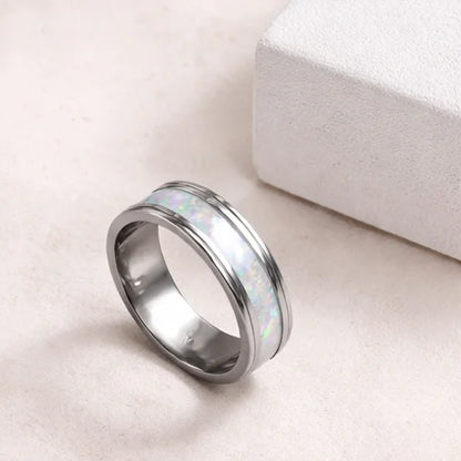 The Pearl Horizon: Pearlescent White Inlay Band