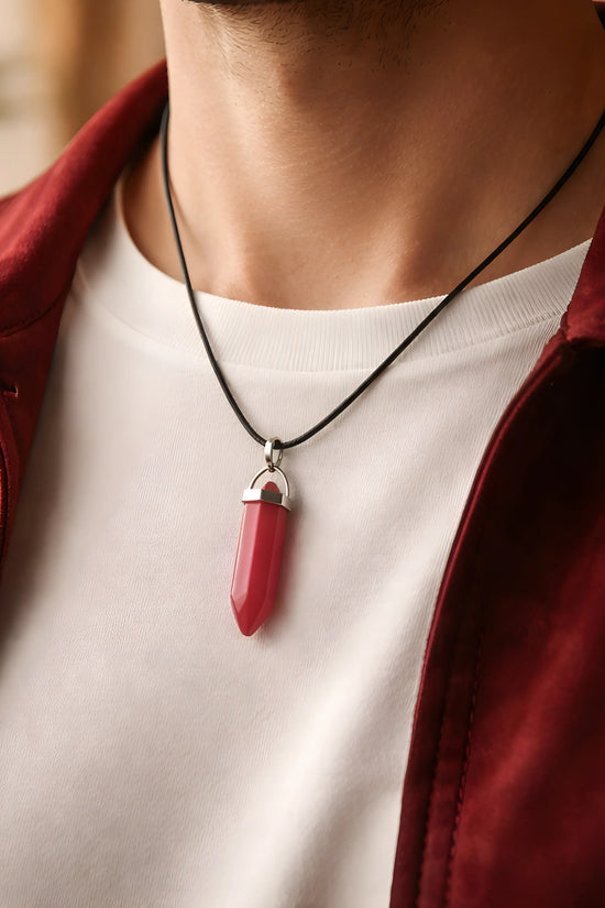 The Red Prism: Hexagonal Crystal Point Necklace