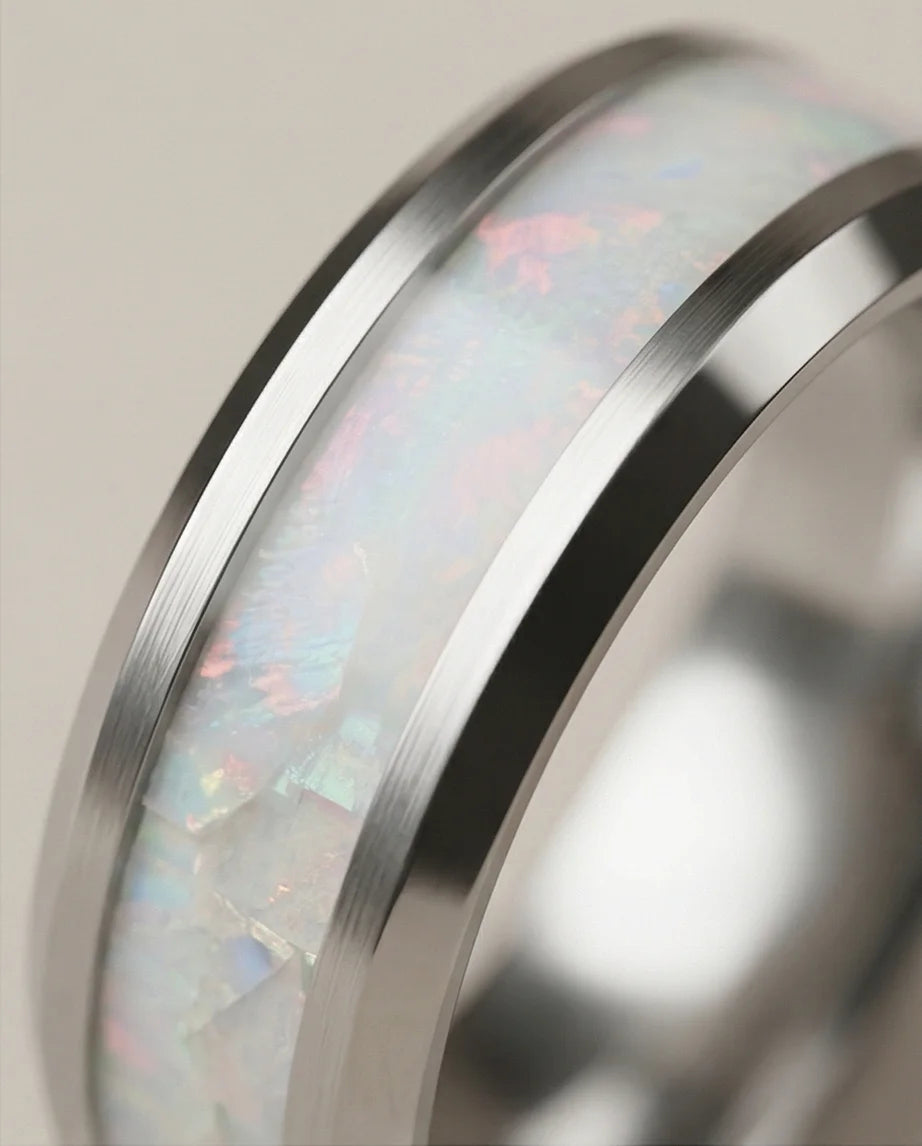 The Pearl Horizon: Pearlescent White Inlay Band