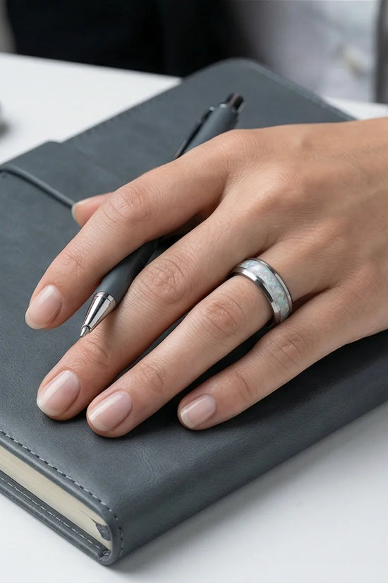 The Pearl Horizon: Pearlescent White Inlay Band