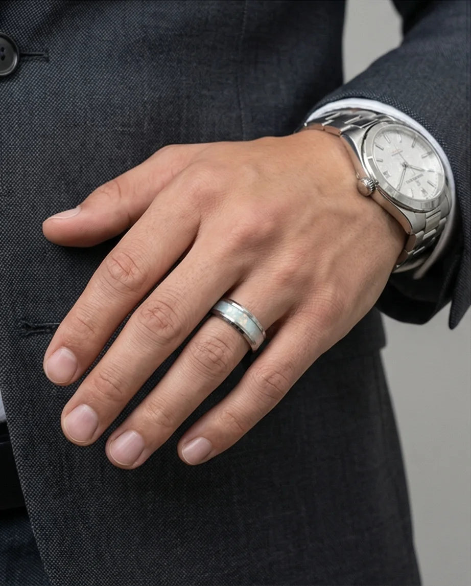 The Pearl Horizon: Pearlescent White Inlay Band