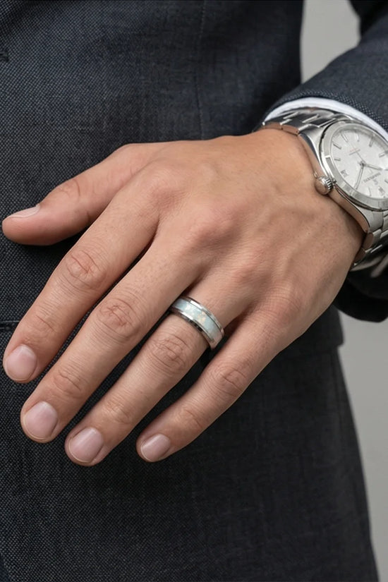 The Pearl Horizon: Pearlescent White Inlay Band