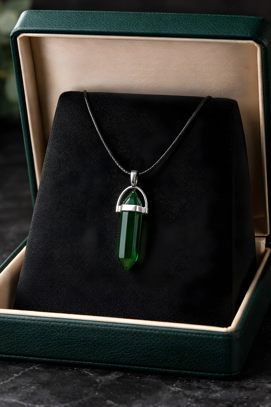 The Emerald Obelisk: Mystic Green Crystal Pendant