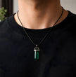 The Emerald Obelisk: Mystic Green Crystal Pendant