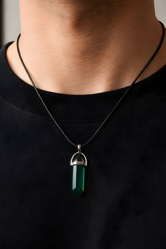 The Emerald Obelisk: Mystic Green Crystal Pendant