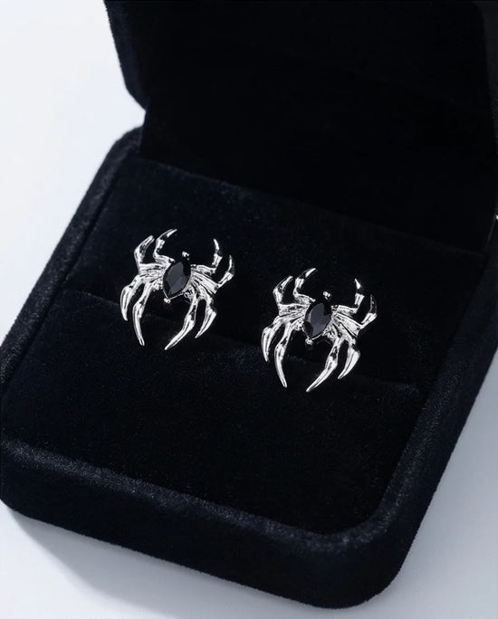 The Obsidian Arachnid: Gothic Spider Studs