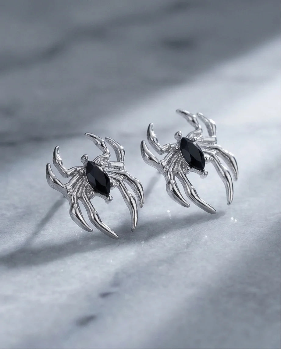 The Obsidian Arachnid: Gothic Spider Studs
