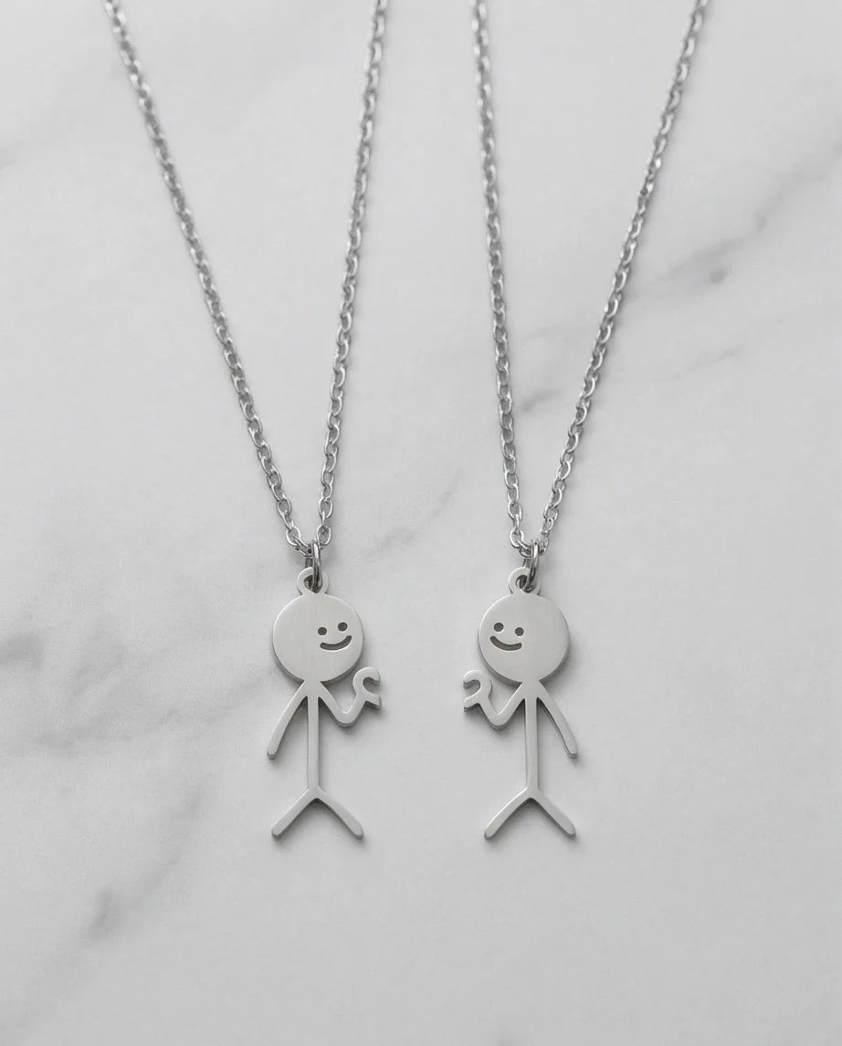 The Minimalist Heart-Mates: 2-Piece Stick Figure Duo