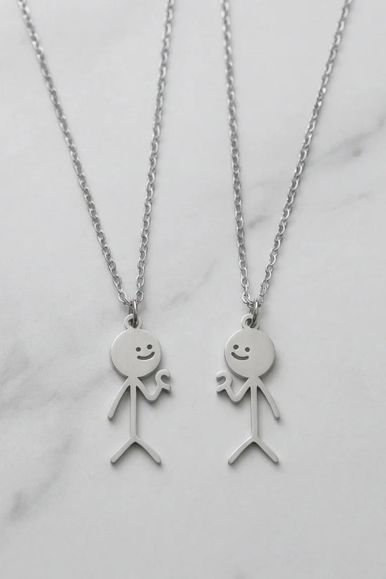 The Minimalist Heart-Mates: 2-Piece Stick Figure Duo