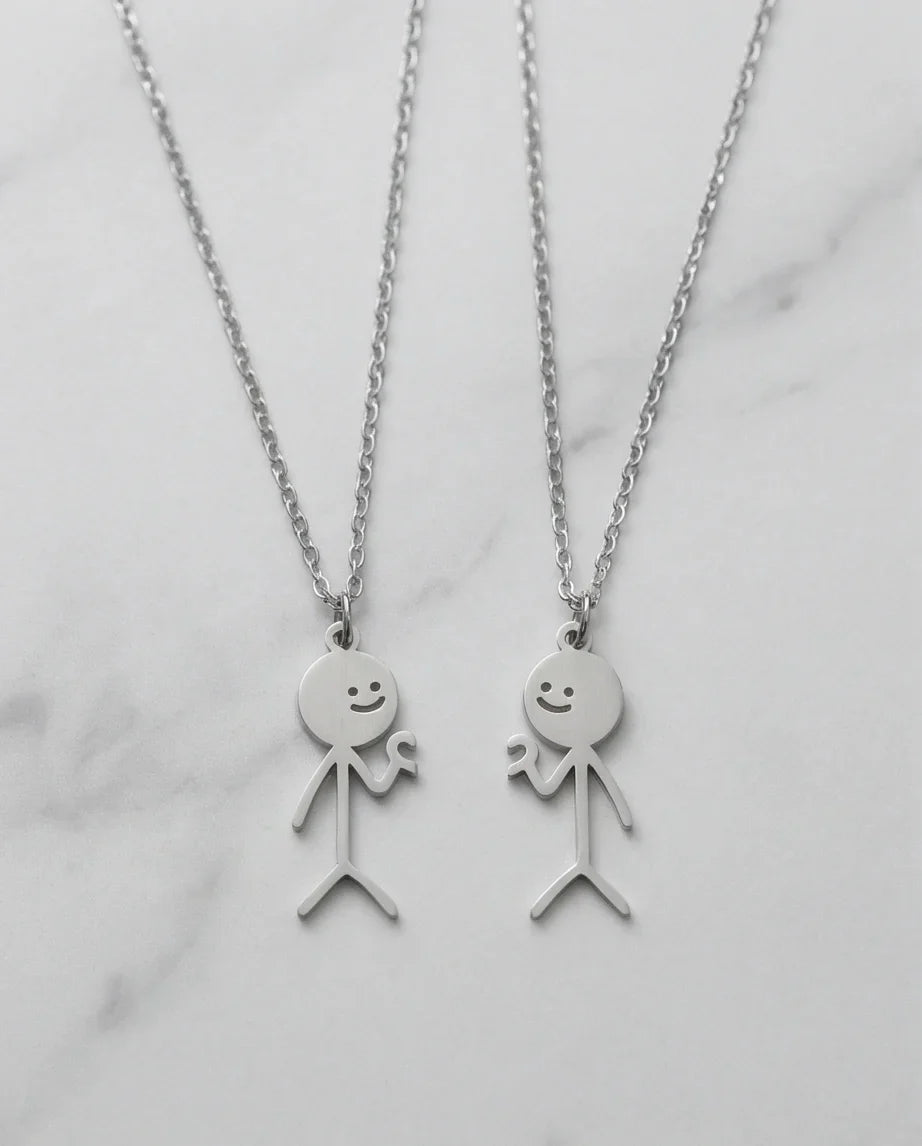 The Minimalist Heart-Mates: 2-Piece Stick Figure Duo